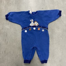 Vintage Bugs Bunny Taz Romper Baby 24M Blue Warner Bros Looney Tunes picture