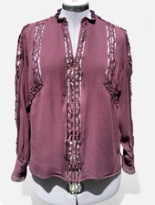 Reiss Freda Bloom Burgundy Detail Blouse Size 10 picture