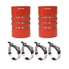 2 x Silicone Red Hump Turbo Hose Pair Charge Air Cooler with Clamps 4 inch 4 X 6 picture
