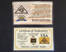 GOLD ACB 1/4GRAIN 24K SOLID BULLION MINTED BAR 9999 FINE CERT/AUTHENTICITY` picture