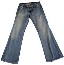 Buckle BKE Tyler Bootcut Jeans Mens 32x32 (32x30.5) Blue Denim Authentic Raw Hem picture