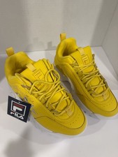Kid's size 3 Fila Disruptor II Beautifull Brite Yellow Leather Sneakers picture