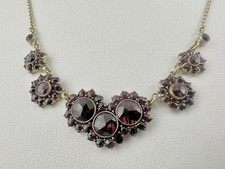 Antique Victorian Bohemian Garnet Cluster Collar Necklace Unsigned 16in Read picture
