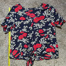 Madewell Women's M Regular Navy Floral Tie-Front Scoop Neck Woven Blouse picture