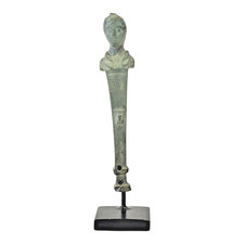 Ancient Roman Bronze Herm Figure - Classical Male Sculpture on Stand picture