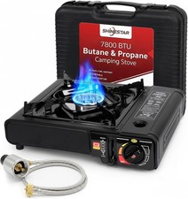 Black Dual Fuel Stove Portable Camping Stove W/ Case & Propane Regulator Hose US picture