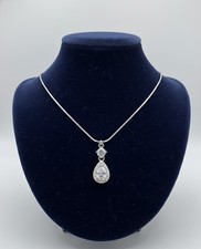 Elegant Silver Halo Pendant Necklace - Round Cut Brilliant Sparkle - Perfect Gif picture