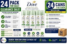 24 Pack Dove Dry Spray Deodorant 1 oz Cool Essentials Travel Size Bulk Lot picture
