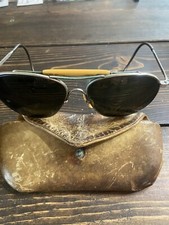 1960s Vtg B&L RAY BAN Wraparound AVIATOR Sunglasses Frames Only Leather Case picture