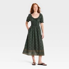 Women's Balloon Short Sleeve Printed Maxi Sundress - Universal Thread picture