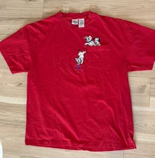 Vintage 90s Disney Store 101 Dalmatians Embroidered Pocket T Shirt Red XL picture