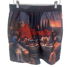 Romwe Street Life Men’s Graphic Print Last Supper Shorts with Pockets Size Large picture