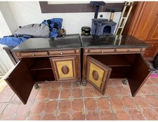 Thomasville Ernest Hemingway Cabinet Pair 2 Door 2 Drawer Wood Brown Vintage picture