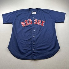 Vintage Boston Red Sox Jersey Mens XL Navy Blue MLB Baseball Button Made USA 90s picture