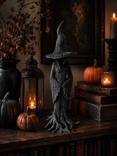1pc Gothic Witch Statue Hand Painted Resin Figurine Dark Fantasy Halloween Decor picture