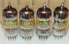 NOS MATCH QUAD SYLVANIA 1950'S USA 6201 12AT7WA ECC81 TUBES SQUARE GETTER 3 MICA picture