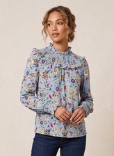 Boden Women’s Blue Floral Paisley Long Sleeve Shirt Size 4 picture