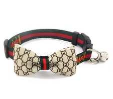 Luxury-Inspired Dog Collar with Bow Tie & Bell – Gucci Style | Sizes M picture