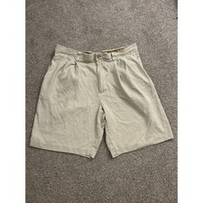 Jamaica Jaxx Silk Pleated Shorts Mens 36 Beige Excellent Herringbone Resortwear picture