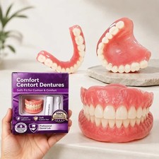 Moldable Silicone Dentures Upper Lower False Teeth Set Instant Smile Toothbrush picture