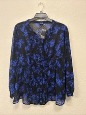 Torrid Blue Floral Woman’s Blouse Size 4 NWT picture