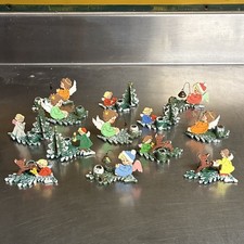 Vintage German Erzgebirge Wooden Miniature Christmas Candle Holder Lot – 13pc  picture