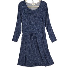 Boden Dress Womens 12R Blue Floral Jersey Long Sleeve Fit & Flare Stretch J0493 picture