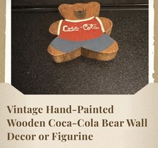 Vintage Hand-Painted Wooden Coca-Cola Bear Wall Decor or Figurine picture