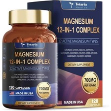 12-in-1 Magnesium Complex,Glycinate Citrate Malate Orotate,USA Made 120 Capsules picture