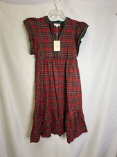 ENTRO Saylor Tiered Plaid Dress NWT sz L picture