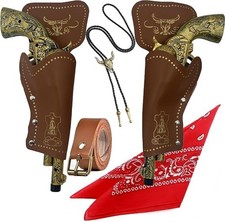 7Pc's Cowboy Costume Set for Adults & Teens – 2 Toy Prop with Dual Holsters, Bel picture
