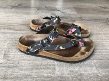 Birkis By Birkenstock Strappy Sandals Black Floral Size Womens 39 / 8 Reg Width picture