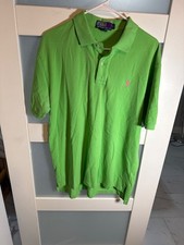 Polo By Ralph Lauren L Green Cotton Mens Short Sleeve Shirt With Pink       62-8 picture
