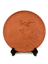 Japanese Tokoname Ware Ceramic Plate Dragon Mt Fuji Ornament Interior Obj Re0204 picture