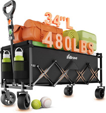 Extra Long Collapsible Wagon Cart, 480LBS Heavy Duty Utility Wagons with All-Ter picture