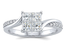 1.45 Ct Rare Certified White Diamond Ring, VVS1; E-F.  FREE Diamond Studs . picture