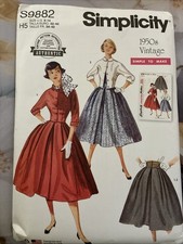 Simplicity S9882 Sewing Pattern 1950 Vintage Reproduction Full Skirt Jacket 6-14 picture