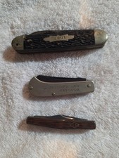 Vintage 3 Pocket Knife Lot - Antique Jack Knife Ben Chicago, Diamond Edge, Scout picture