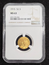 1915 Indian Gold Quarter Eagle $2.50 Coin NGC MS63 picture
