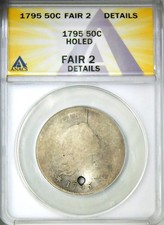 1795 Flowing Hair Half Dollar 50¢ ANACS FR2 Fair Detail Holed picture