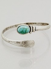 Oval Reconstituted Turquoise Lucite Accent Spiral Coil Oepn Cuff Bracelets  picture
