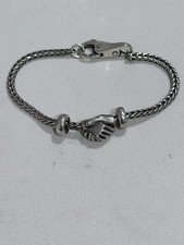 Trollbeads Sterling Silver Foxtail Bracelet w/ Friendship Bead, Clasp & Stoppers picture
