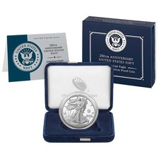 2025-S Proof $1 American Silver Eagle Navy Privy Box, OGP, & COA 250th picture