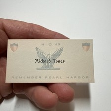 Personal Business Card WWII Flight Officer “1943 Remember Pearl Harbor” picture