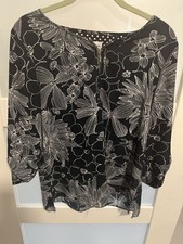 Alfred Dunner Petites Navy BlueWhite Floral Zipper Neckline 6P  100% polester AJ picture