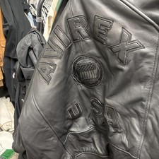 Avirex Men’s Black American Bomber Flight Style Genuine Cowhide Leather Jacket picture