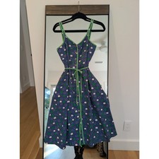 COLLECTORS ITEM Vintage Jean Lang Original Apple Print Green Trim Tie Belt picture