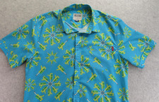 RSVLTS Shirt Mens Large Blue Water Gun Graphic Short Sleeve Button Up Casual picture