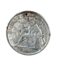 FRANCE: FRENCH INDO-CHINA 1922-H PIASTRE SILVER COIN Km 5a.2 picture