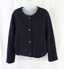COS Women's Navy Blue Wool Blend Round Neck Long Sleeve Jacket Size Large picture